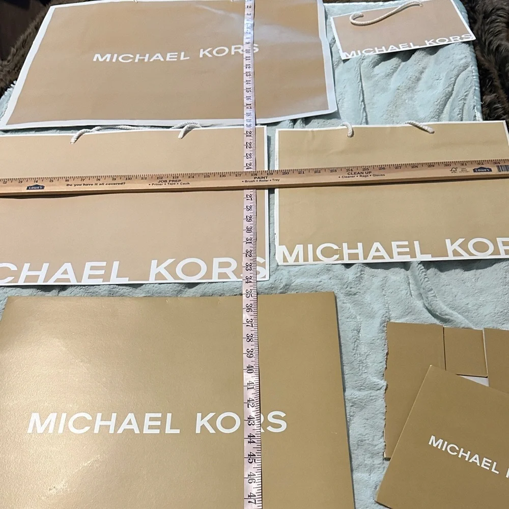 4 Michael Kors Beige Gift Bags & 2 Boxes